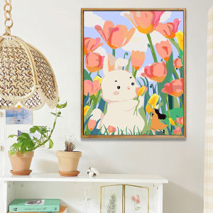 Nanafine DIY ภาพวาดสีน้ำมันดิจิตอลภูมิทัศน์ภาพวาดมือวาดดอกไม้โพรพิลีน 40*50 ซม