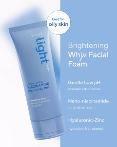 Wardah Lightening Low pH Nano Niacinamide Hyaluronic Zinc Whip Facial Foam | Light+ Facial Wash Skincare Face Wash Sabun Cuci