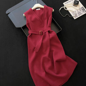 PAIBOLI | Elegant Waist Accentuating Red Dress for Special Occasions
