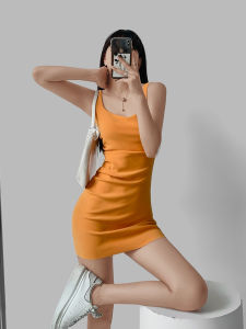 เสื้อกั๊กสีขาว เสื้อชั้นในสีม่วง เสื้อชั้นในสั้นสำหรับผู้หญิง ชุดเดรสทรงเข้ารูป ชุดฤดูร้อน ชุดกระโปรงสั้น สไตล์เกาหลี เสื้อคลุมกันหนาวแบบสวมหัว