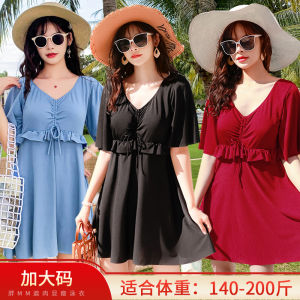 Baiya One-Piece Swimsuit Womens New 2025 Large Size Dress Style Hot Spring Beach Fashion Holiday Swimwear Short Sleeve
