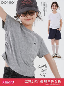 Girls Short Sleeve T-Shirt Pure Cotton Summer Top Base Shirt for Children Teens Preteens round Neck Solid Color Casual Wear