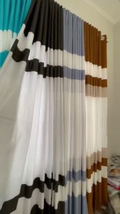 [PROMO SI MART] Gorden smokring Rainbow Katun series gorden jendela gorden pintu abu navy hitam putih merah bata