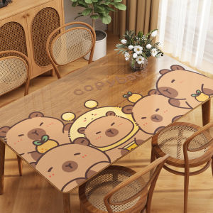 Capabala Table Mat Transparent Soft Glass Tablecloth Waterproof Oil-Proof High Temperature Resistant Desktop Protective Pad Disposable Tablecloth