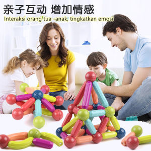25/84/130 Pcs Magnetic 3D Building Blocks Agnet Stick Baby Toys Shape Mathematics Assemble Toy Children Kids Educational Toys For Kids 百变磁力棒儿童益智拼装积木片男孩女孩宝宝2早教磁铁大颗粒玩具