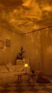 โคมไฟตั้งโต๊ะโปรเจคเตอร์คลื่นมหาสมุทร Rgbไฟกลางคืนไร้สายแบบชาร์จโรแมนติกพร้อมรีโมทสําหรับห้องนั่งเล่นในห้องนอน