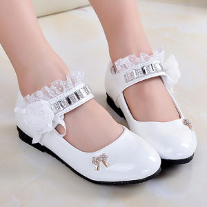 Princess Style Childrens Shoes for Girls 2-12 Years Old Autumn Spring Season PU Leather round Toe Rubber Sole Elegant School Shoes