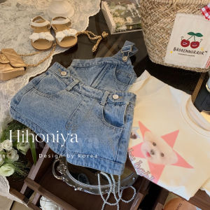 Korean Style Childrens Spring Summer Design Sensation One Shoulder Strap Pants Cotton Polyester Blend Long Pants for Kids