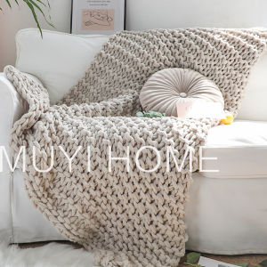 Scandinavian Ins Internet Celebrity Special Coarse Yarn Hand-Woven Blanket Model Room Tailstock Decorative Blanket Sofa Cover Bed Bed Set