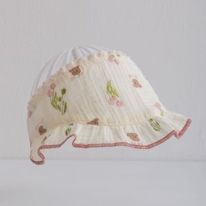 Baby Summer Hat Thin Pure Cotton Princess Cap Newborn Baby Sun Protection Cap Head Protection Cap Casual Wide Brim Hat Boy Girl