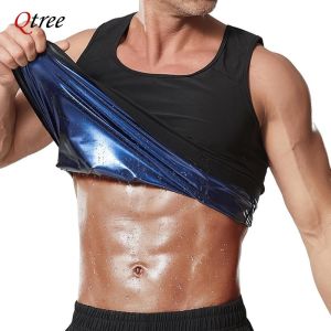 Qtree Sauna Body Shaper Vest for Men Waist Trainer Sweat Compression Shirt Heat Trapping Sleeveless Weight Loss Workout Tops