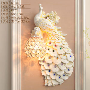Creative Peacock Wall Lamp Decorative Lighting for Entrance Balcony Staircase Living Room Bedroom Iron Resin Crystal Light