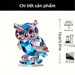 1 Chiếc Tượng Cú Pha Lê - Chủ Đề Động Vật Dễ Thương Trang Trí Để Bàn Lý Tưởng Cho Phòng Khách Trang Trí Nhà Điêu Khắc Nhỏ Phong Cách Hàn Quốc