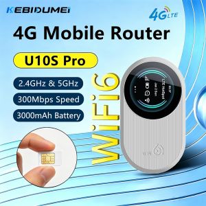 Kebidumei | Kebidumei WiFi 6 Mobile Router 2.4G/5GHz Hotspot Portable 4G LTE Router 3000mAh Battery for Outdoor Travel Business RV Car Home