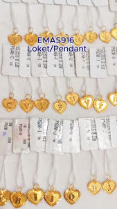 Emas 916 Loket Huruf | Gold 916 Alphabet Pendants - PG20+