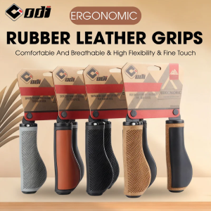 Odi | ODI Leather Bike Grips Ergonomic Mountain Folding Bicycle Handlebar Cover Comfortable Shock Absorbing MTB Handle Bar Cuff Grips