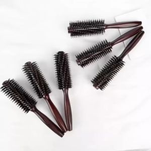 1pcs Round Comb Bristle Hair Brush Comb Quiff Roller Curling Rolling Brush DIY Hairdressing Tool Wooden Hair Blower Brush Roller Brush Massage Cylinder Roller Comb Straight Hair Styling Curly