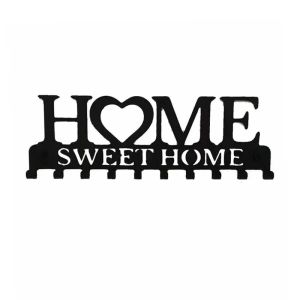 "Home Love" Shaped Key Holder with Hooks - No-Drill Wall Mount Metal Organizer for Living Room DecorKey Rack | Key Hanger Wall