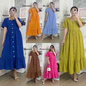 CJ - DRESS 2094 REBECCA BUTTON RUFFLE DRESS PREMIUM