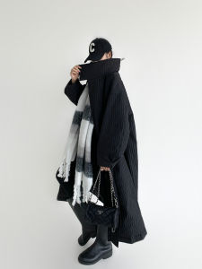 PAPERLLL Womens Long Over-Knee down Jacket Black Thickened Winter Coat Duck Feather Warm Stylish Premium Quality Padded Coat