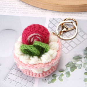 Handmade Cake Keychain Fruit Dessert Sweet Treat Best Friend Autumn Winter Small Hanging Ornament Pure Wool Yarn Hooked Design