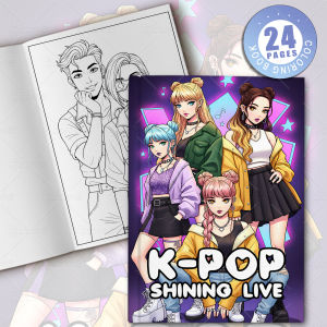K-POP SHINING LIVE Bold-easy Patterns Coloring Book for Adults Cute Drawing Book Perfect Gift for Party and Birthday