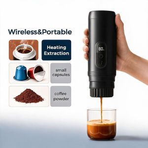 2 in 1 Wireless Portable Coffee Machine 20 Bar Multi-Function Espresso Machine Compatible with Ground Coffee and Nespresso Capsule