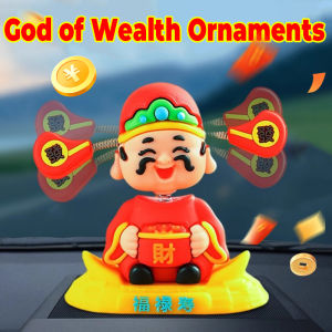2PCS Chinese God Of Wealth Lucky Shaking Head Ornaments Attracting Wealth Car Dashboard Ornaments Car Interior Decoration