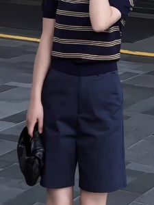 plus Size Suit Shorts Womens High Waist Thin Five-Quarter Loose Wide Leg Casual Pants Korean Style Commute Fashion