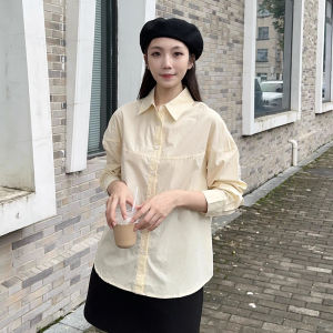Thick Pure Cotton White Long Sleeve Loose Shirt