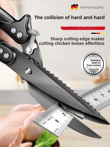 MONLEYTA | Black Titanium Coated Kitchen Scissors Heavy Duty Stainless Steel Chicken Bone Cutting Household Powerful Chicken Bone Clippers