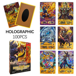 100Pcs Shiny Yu-Gi-Oh Anime Style Cards Blue Eyes Dark Magician Obelisk Slifer Ra Yugioh Dm Classic Proxy DIY Card Kids Gift