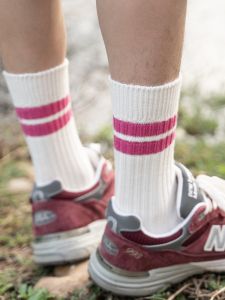 Cityboy Bunching Socks Japanese Style White Horizontal Stripes Two-Bar Socks Mens Middle Tube Socks Womens Pure Cotton Long Socks Ins Fashion