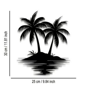 CIFbuy | CIFBUY Tropical Beach Palm Tree Metal Wall Art Modern Geometric Black Iron Silhouette Wall Decor for Living Room Bedroom Dining