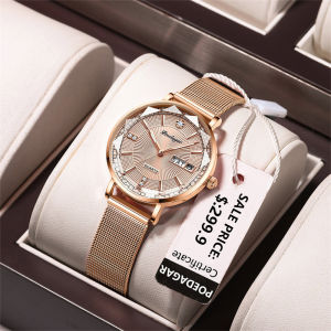POEDAGAR Luxury Women Bracelet Quartz Watches For Women Casual Waterproof Luminous Mesh Stainless Steel Ladies Wristwatches