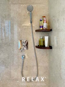 Roman NEW Wooden Corner Shelf Bathroom towel rack Kitchen Organizer Storage Rack corner rack Wall Hanging Adhesive No Drilling Shower Rack bathroom organizer rack