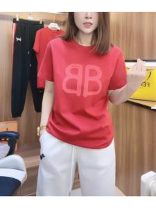 Spring Autumn round Neck T-Shirt Women Letter Print Casual Loose Short Sleeve Pure Cotton Fashionable Korean Style Top