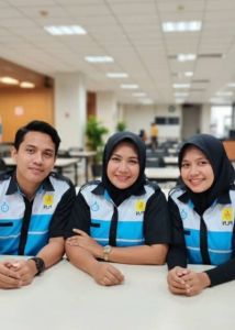 kemeja pln putih biru mantaf