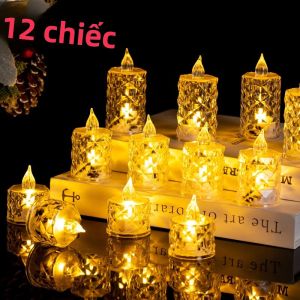 Bộ Nến LED Không Cháy Chạy Bằng Pin Thanh Lịch 6/12/24 Chiếc Dành Cho Đám Cưới Tiệc Tùng Đồ Trang Trí Giáng Sinh - Gói 3