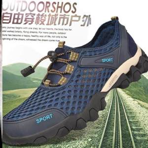 Mens Summer Fashionable Hiking Shoes Outdoor Breathable Water Shoes Anti-slip Soft Bottom Mountain Climbing Shoes Casual Net Shoes