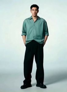 Summer Korean Style Fashion Ice Silk Abstinence White Long Sleeve Shirt Men Top Kemeja Lelaki Lengan Panjang