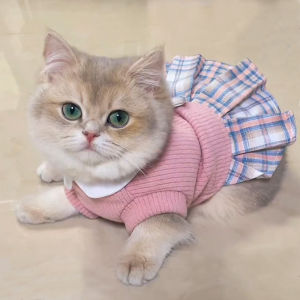 Cat Princess Skirt Pet Clothes Warm Polyester Fiber Doll Small Dog Anti-Fur Shedding Spring Summer Pure Desire JK Cat Dress