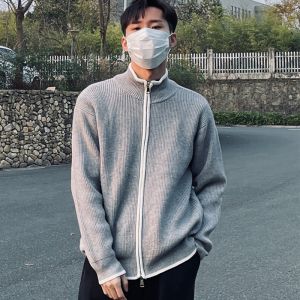 Retro Zippered Knitwear Mens Outerwear Autumn Winter New Style Light Maturity Trend Mens Fashion Cardigan Upper Body Shirt