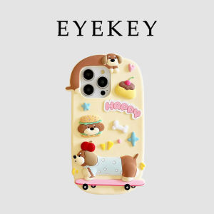 Eyekey Cute Burger Skate Sausage Dog Apple 16Promax Silicone Phone Case iPhone 15 New Model 13 Cartoon 3D Soft Protective Cover for Men And Women