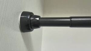 Black Non Drilling Shower Curtain Rod Spring Rotating Telescopic Wardrobe/Curtain Rod Extendable Anti Slip Stainless Steel Rod