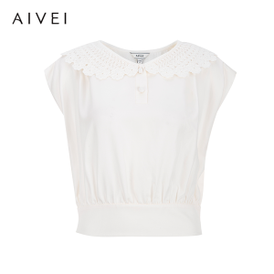 AIVEI | Embroidered Doll Collar Sleeveless Waist Shaping Blouse