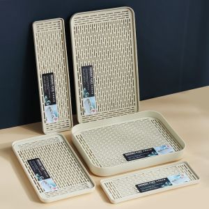 Khay Đựng Trái Cây Bằng Nhựa Hình Chữ Nhật 6 Inch Khay Đựng Tách Trà Nhà Bếp Phòng Khách Khay Đựng Đồ Ăn Uống Bằng Nhựa