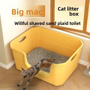 MONLEYTA | Large Open-Top Cat Litter Box Anti-Splash Odor-Proof Cat Toilet Giant Sand Tray For Cats Pet Supplies Cat Litter Companion