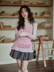 Slim Fit Womens T-Shirt Set Spring 2025 Korean Style Design Unique Small Size Special Pure Color Commute Simple Cotton Blend