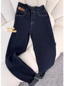 กางเกงยีนส์ทรงสลิมฟิต ทรงเก้าส่วน บุขนแกะ ทรงเข้ารูป ทรงลำลอง ทรงเอวสูง กางเกงยีนส์ทรงแท็คสำหรับฤดูหนาว